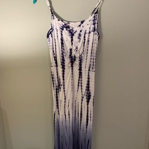 Xhiliration Blue and White Tie Dye Maxi, Like New